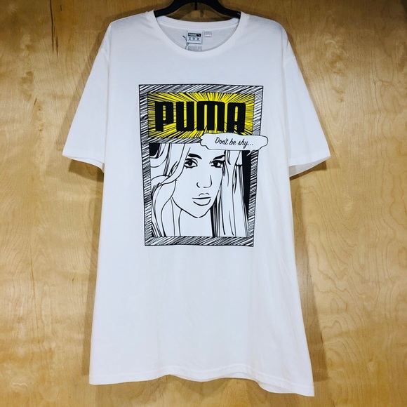 NWT Puma”Don’ Be Shy” Tee Shirt-Graphic Comocs Tee - Picture 2 of 6